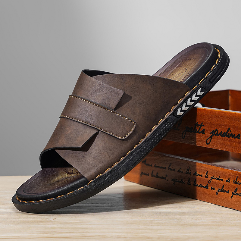 Flip Flop Leather Men - 2026 Summer Classic Leather Men's Slippers