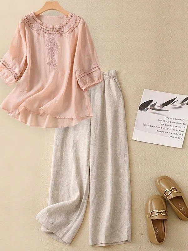 High-End Cotton Linen Set Wome - đánh giá và giá Linen Shirt Breathable