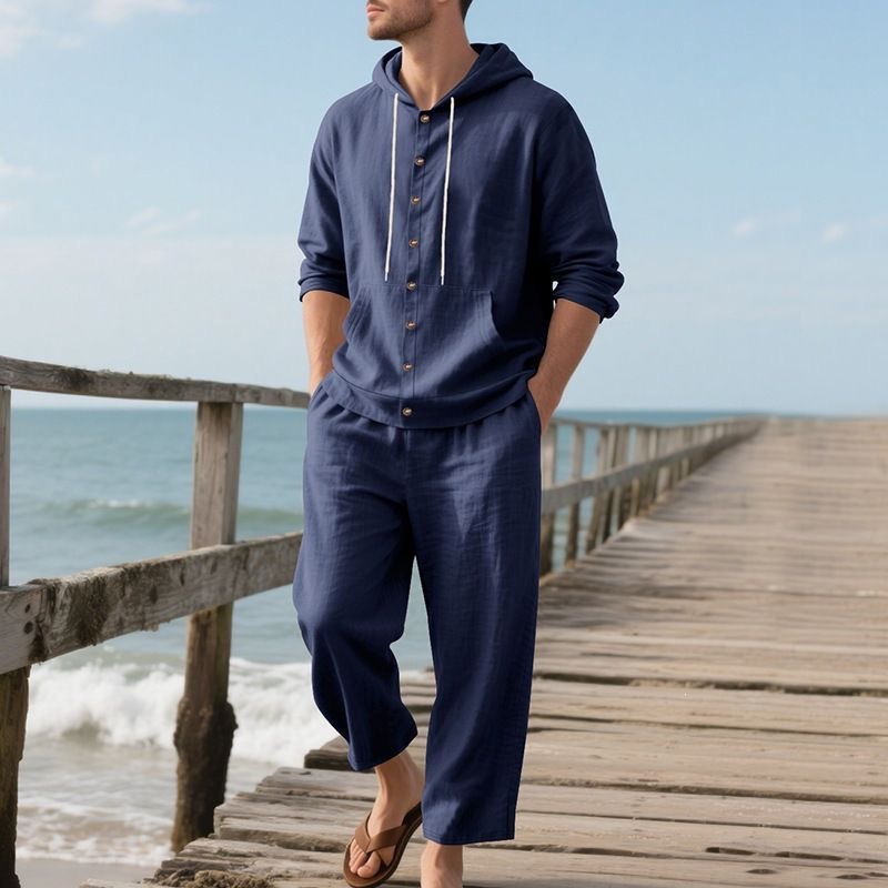 Men's Linen Beach Set Summer C - đánh giá và giá Linen Shirt Breathable