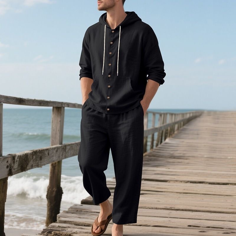 Men's Linen Beach Set Summer C - đánh giá và giá Linen Shirt Breathable